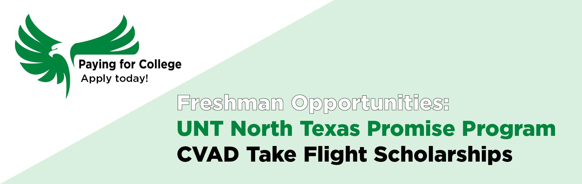 Freshman Opportunities: UNT North Texas Promise Program and CVAD Take Flight Scholarship