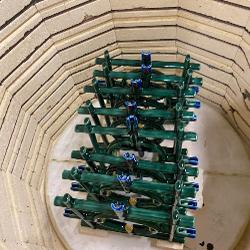 Porcelain after being fired in the kiln.