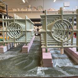 Ceramic bisque before being fired with a glaze.