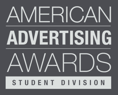 American Advertising Awards Student Division in type on a gray background.