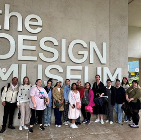 Students stand outside of the London Design Museum