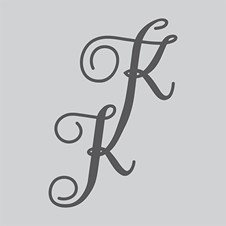 KR in black on a gray background