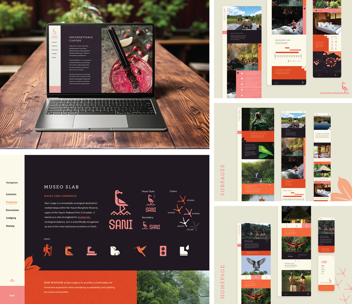 The photo includes 5 presentation slides that display the pages and features of the website.
