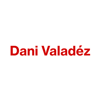 Dani Valadez in red letters, white background.