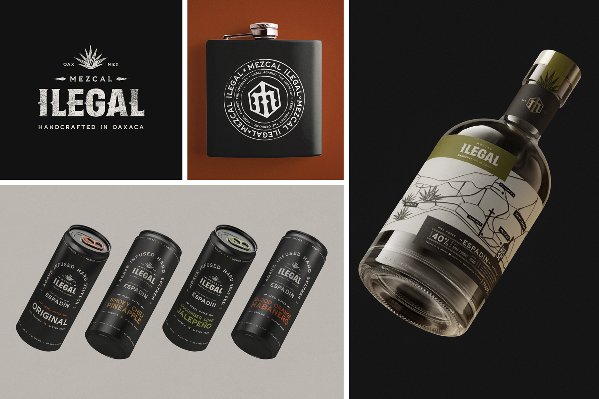 Six images showcasing a refreshed identity for Ilegal Mezcal.