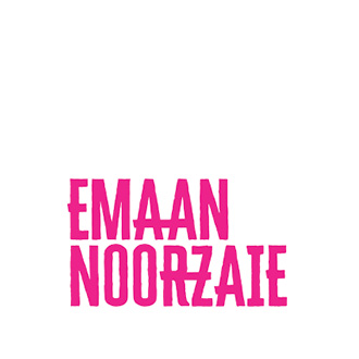 Emaan Noorzaie in magenta letters