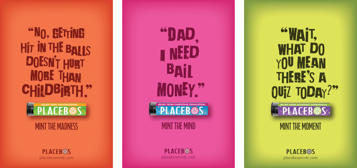 Brand layout for Placebo Mints