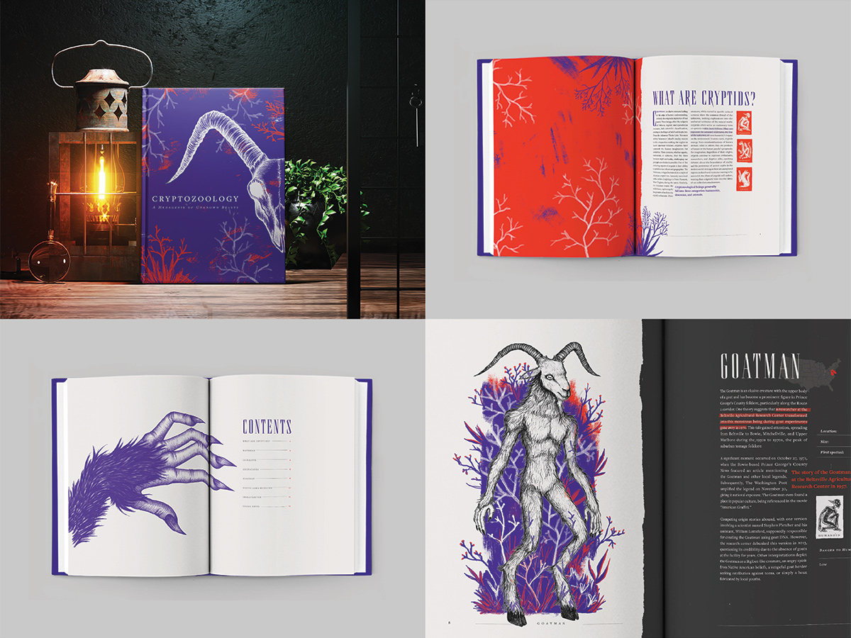 Four images showing spreads of the book.