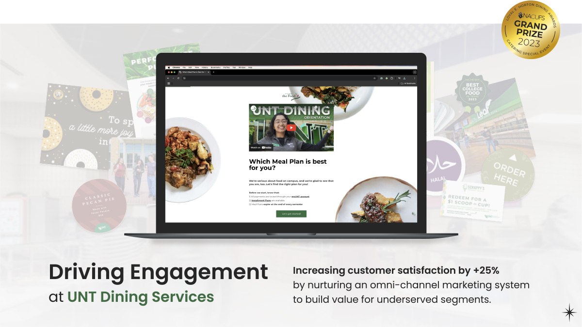 Laptop showing the UNT Dining Services website