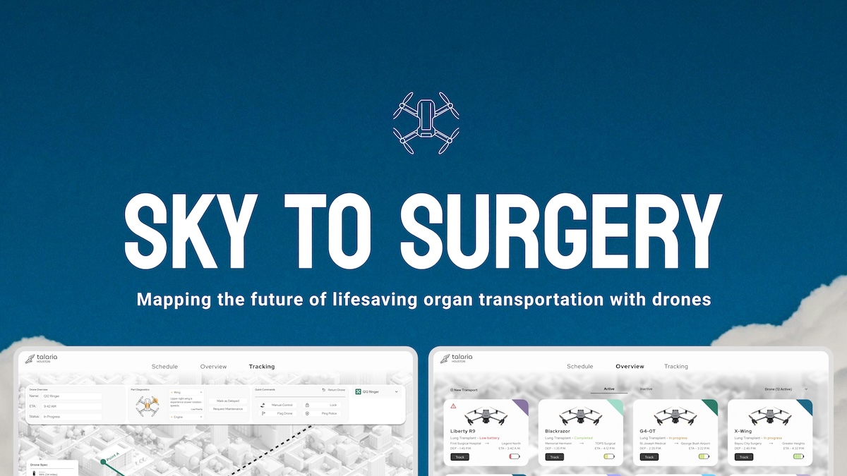 Screenshot of a web app showing aerial drones.