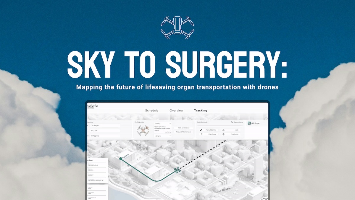 Screenshot of a web app showing aerial drones.