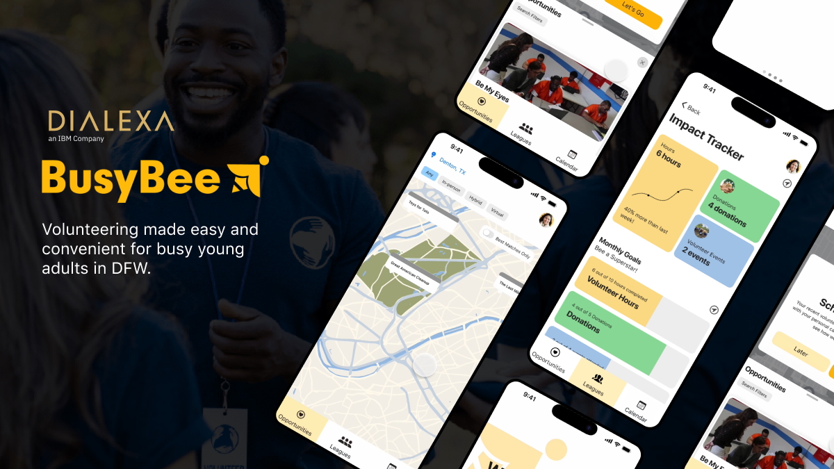Screenshots of the BusyBee App.