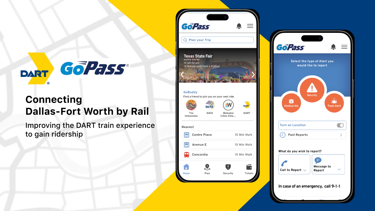 Images of the DART GoPass app for train riders.