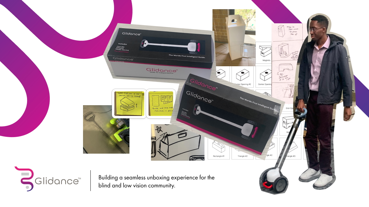 Various images of product packaging for an assistive mobility device.