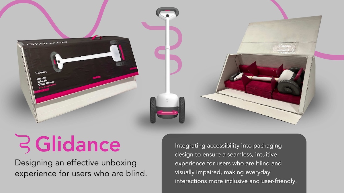 Image showing two product packages of an assistive mobility device for blind individuals.