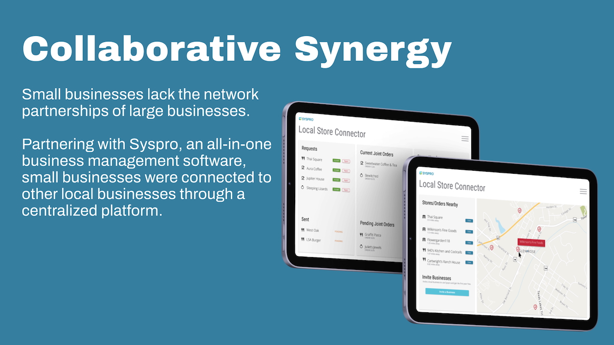 Two iPad screens of business management software for Syspro.