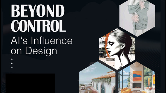 Beyond Control AI's Influence on Design in white letters on a black background.