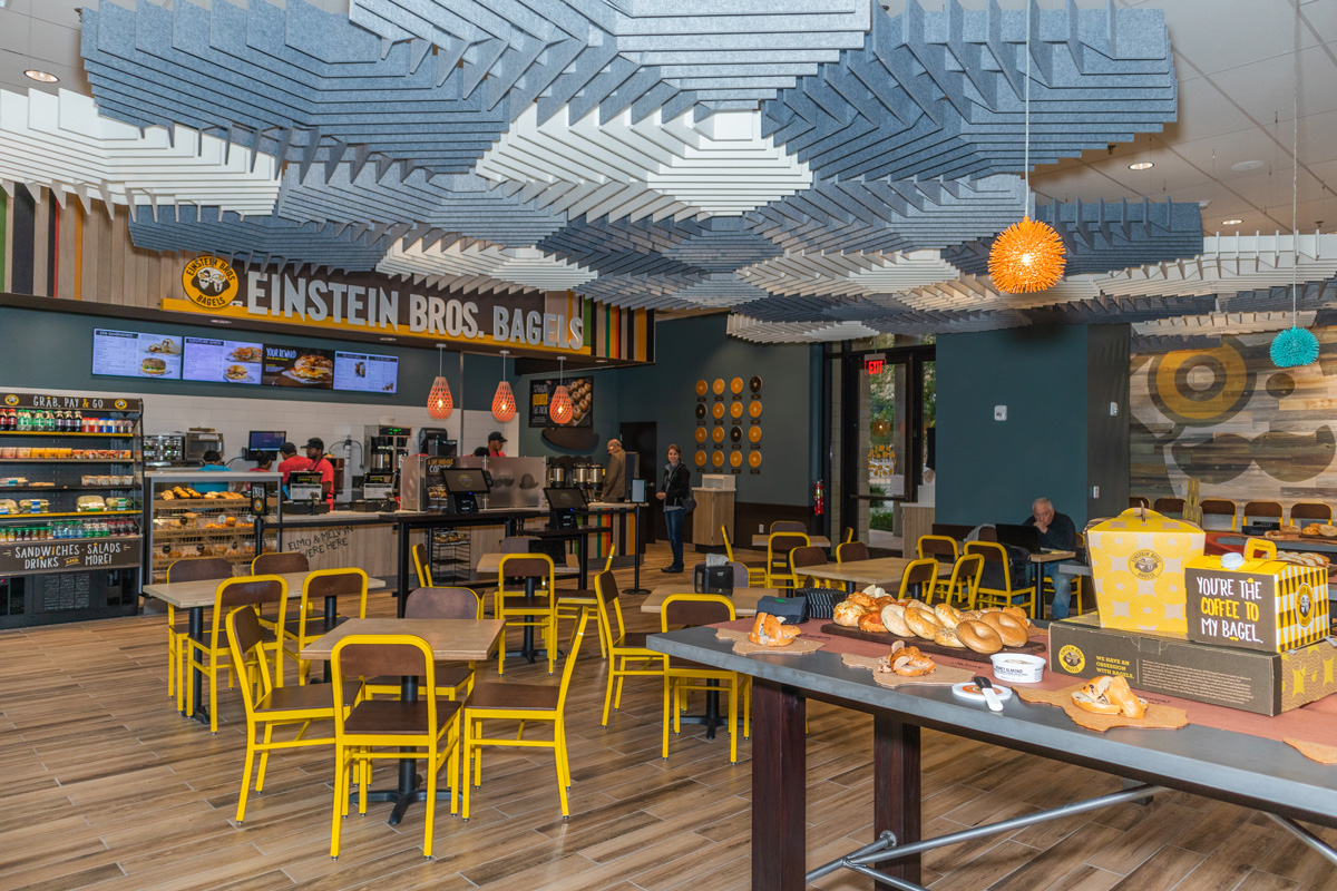 The interior of the new Einstein Bros. Bagels cafe in the Art Building