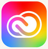 Adobe logo in white on a rainbow background