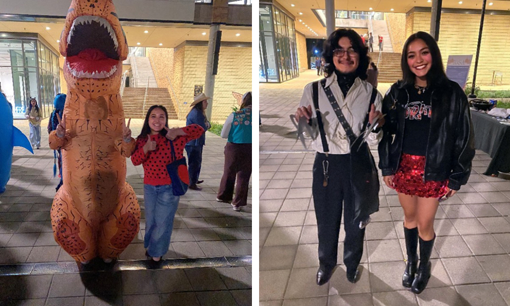 Students in costumes at the Halloween Social