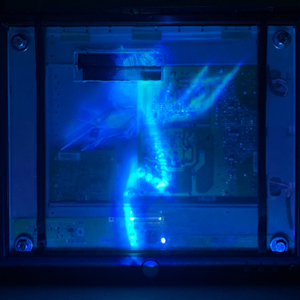 light streak on a blue background