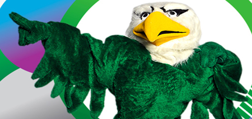 Scrappy Eagle pointing to the left