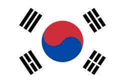 Flag of South Korea, black, white, red and blue