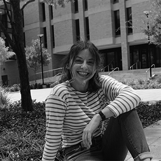 Sophie Hammond, portrait, sitting, black and white