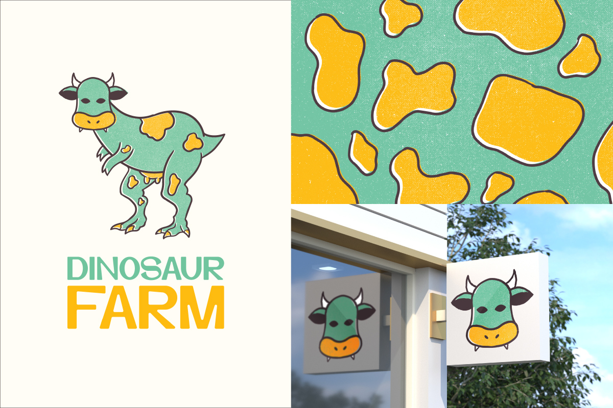 Logo and identity rebrand for a local Californian toystore called Dinosaur Farm.