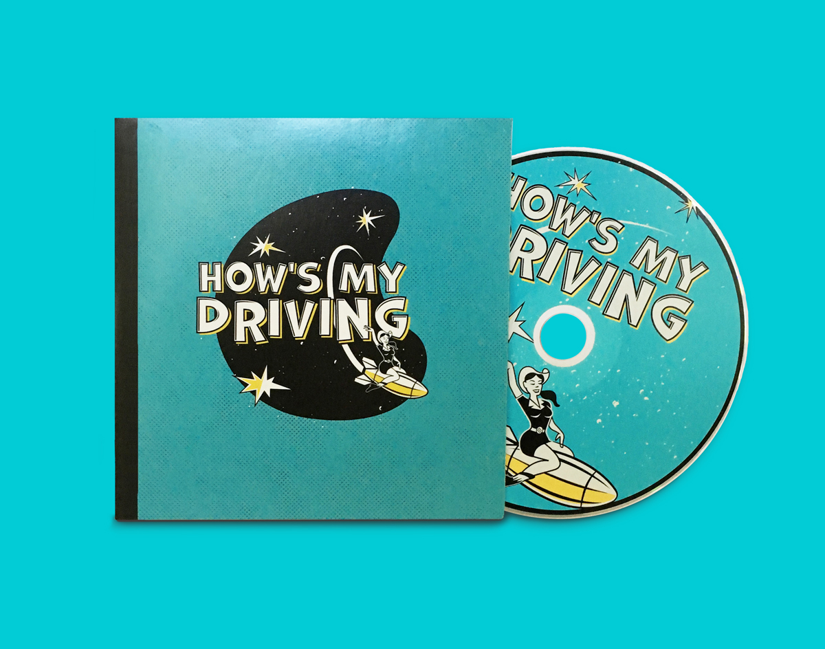 How's My Driving album cover, black on turquoise blue