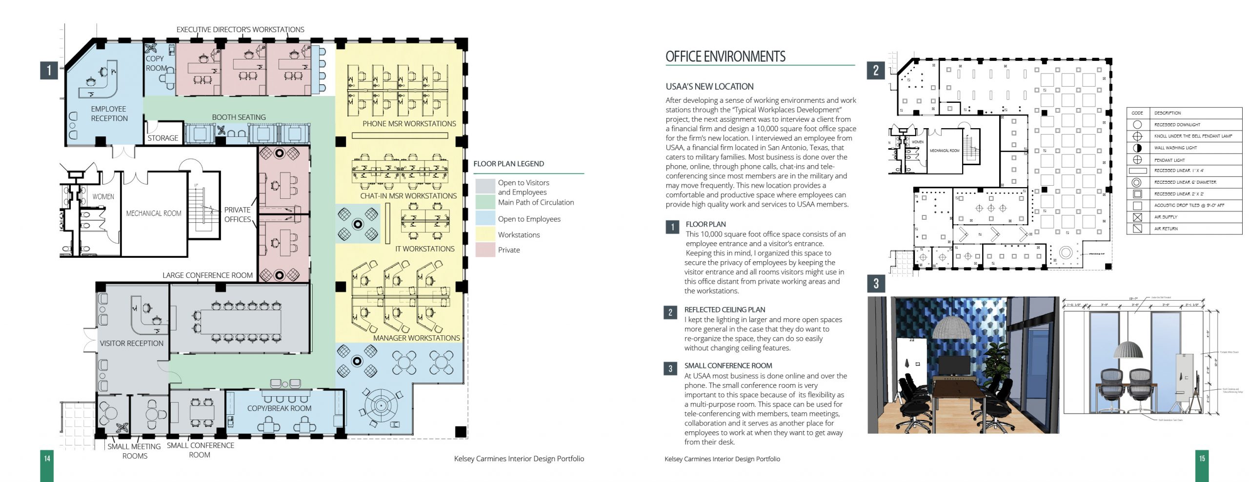 Office environments, Floor and reflected ceiling plan, small conference room design 