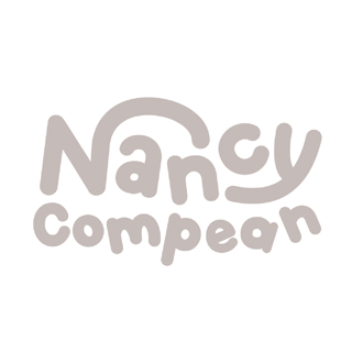 The words Nancy Compaen written in fanciful beige type.