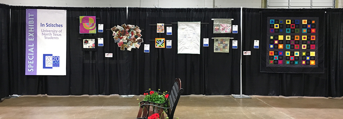UNT student artwork installed at the 2020 Dallas Quilt Show