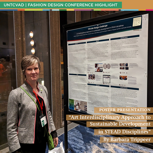 Barbara Trippeer stands next to her poster presentation.