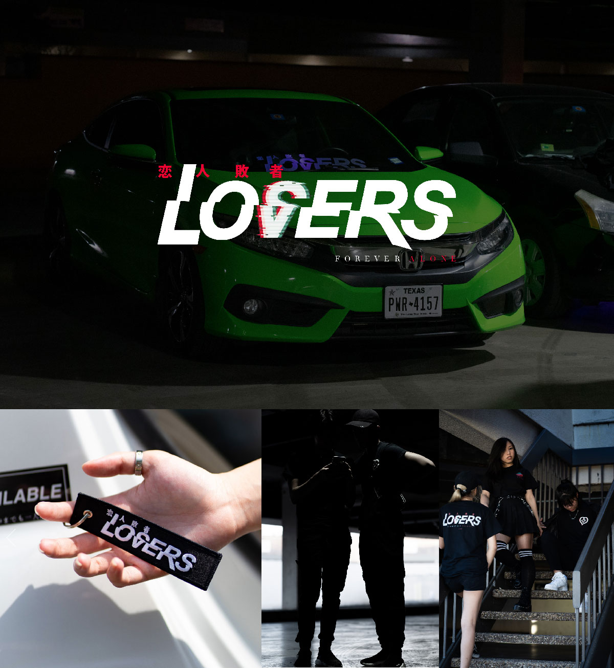 I wanted to showcase the rebrand with vintage packaging, dainty products, digital assets, storefront and shots of women resting in their femininity.  	fang-amy-gd-4.jpg	" LOSERSXLOVERS LLC is an underground JDM community that embraces the aspects of neon 
