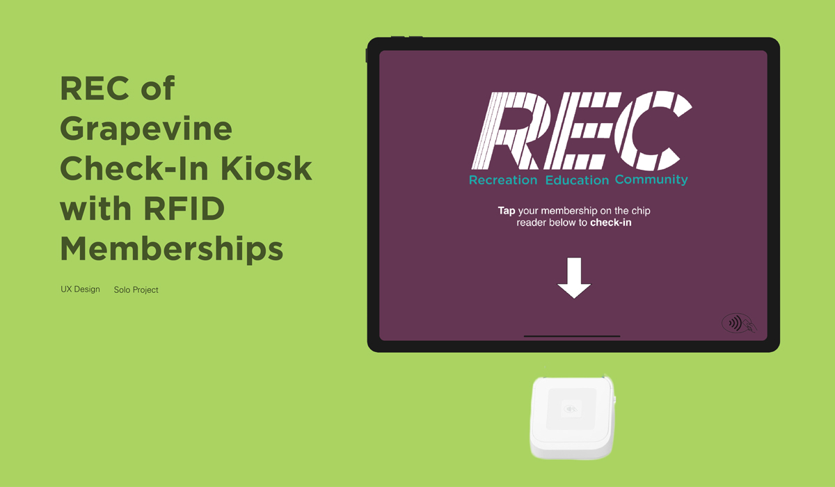 REC of Grapevine check-in kiosk welcome screen