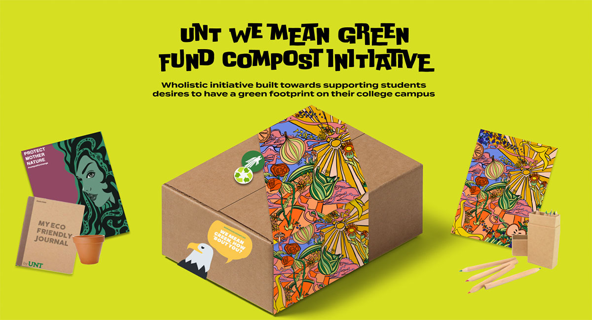 Image of a box promoting composting and creative incentives for students to compost on campus.