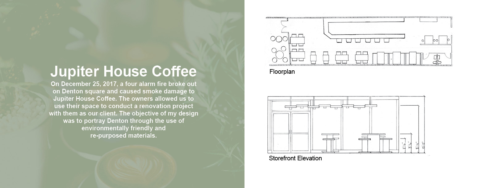 Jupiter house coffee - Floor plan and storefront elevation
