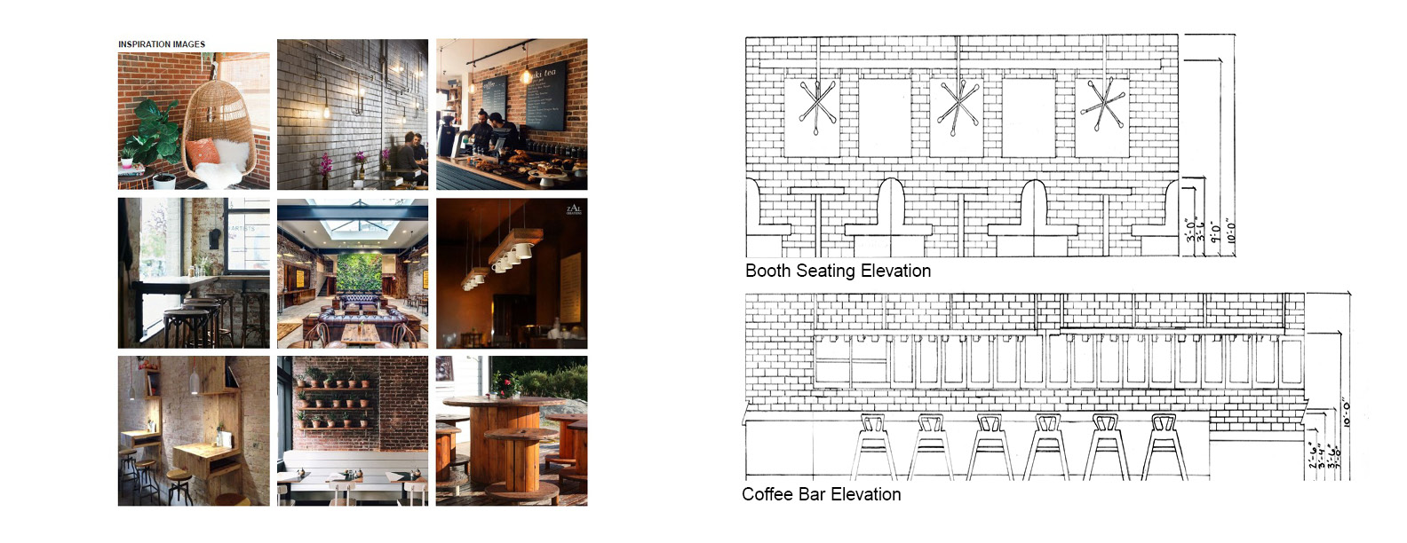 Jupiter house coffee - Booth seating and coffee bar elevations