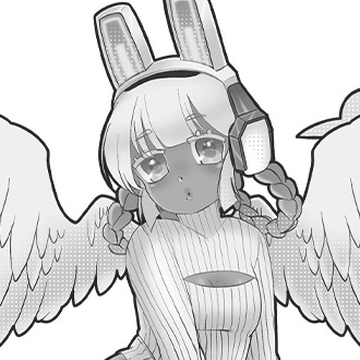  Sketch of a person wearing angel wings and head phones