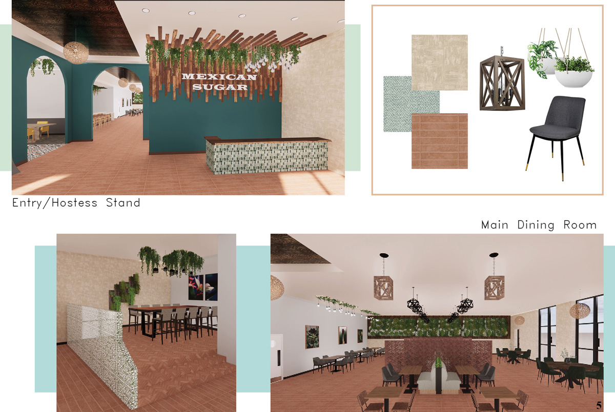 Entry stand and main dining room designs 