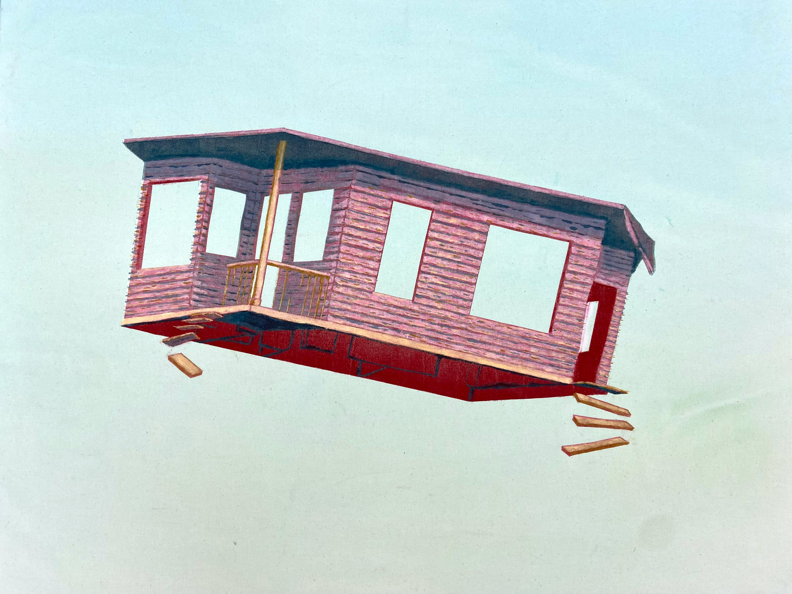 Me We Three, a print by Mark Raymer of a house floating in the air