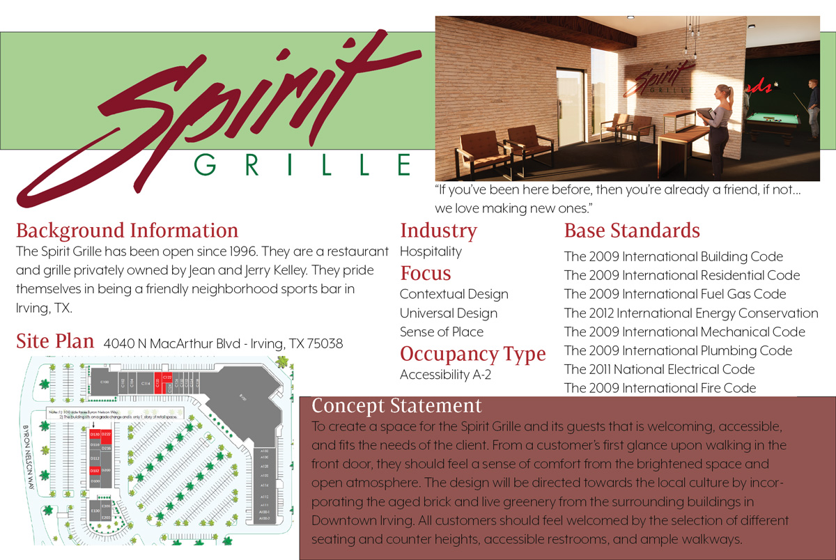 Project overview – Spirit Grille restaurant 