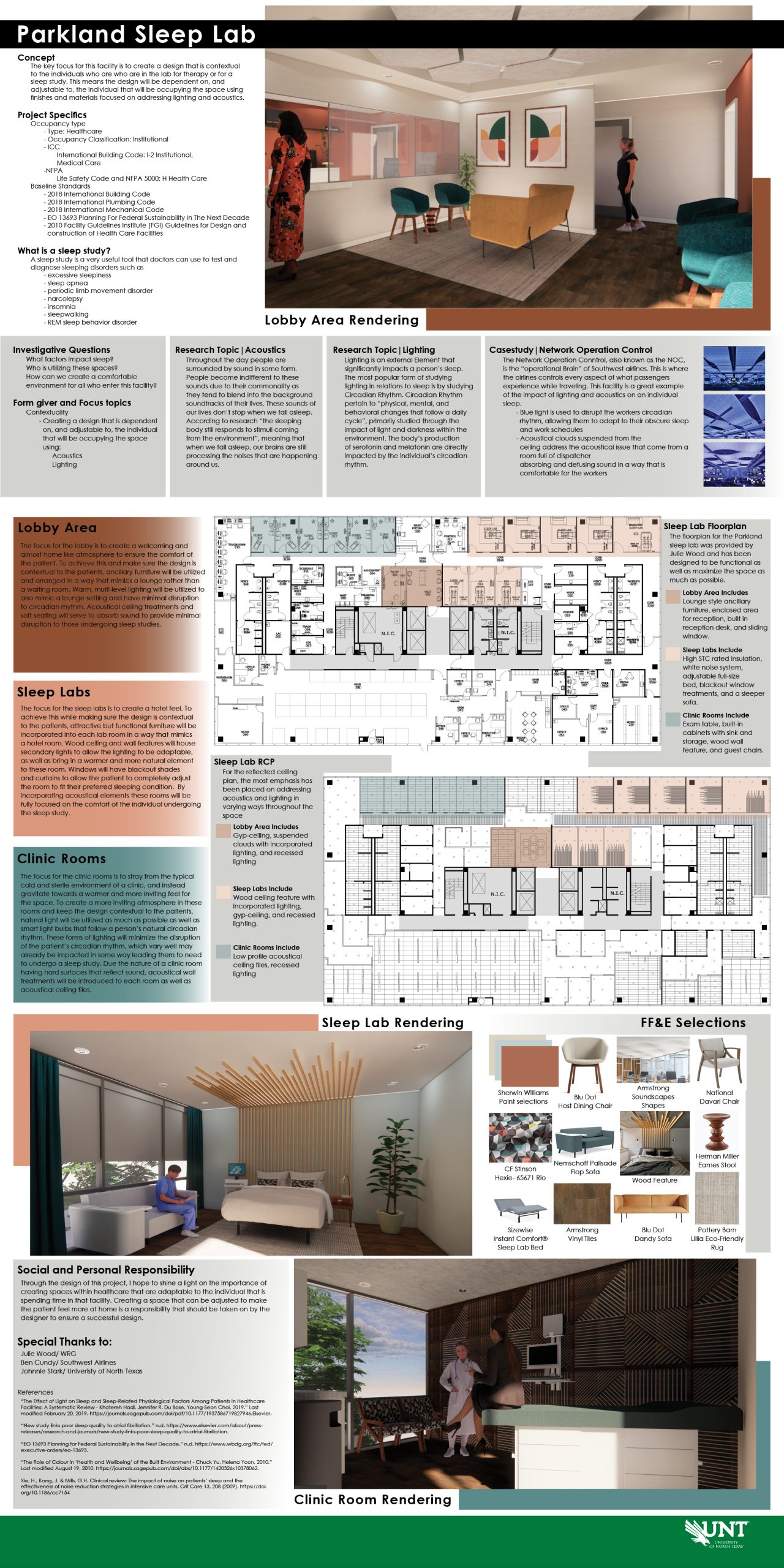 Floor plan and interior designs for Parkland sleep lab