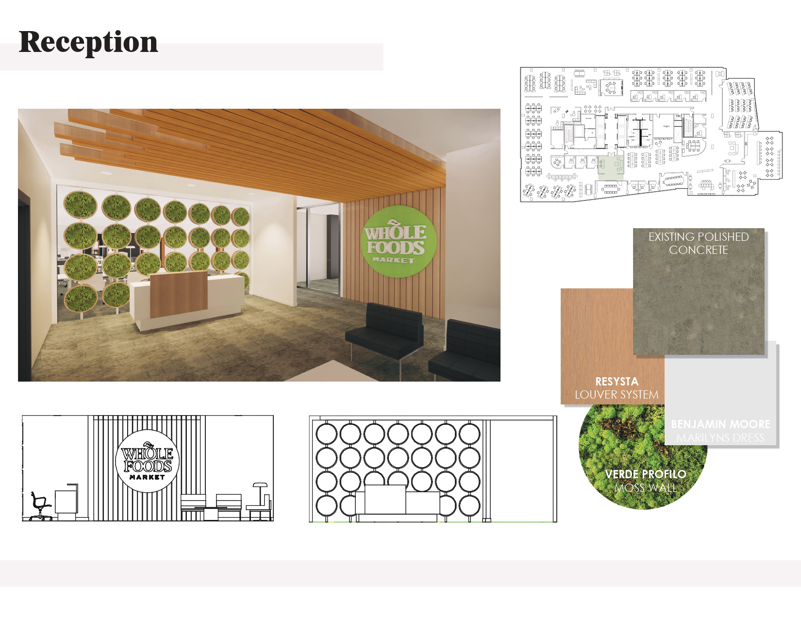 Floor plan and interior design for Reception area