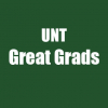 UNT Great Grads, white text on a dark green background