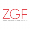 ZGF, red letters on a white background