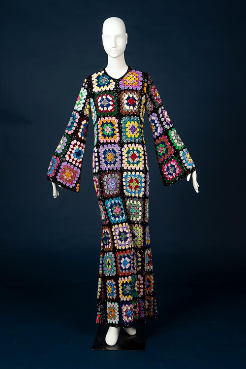 Jumpsuit of all over granny squares in sequins