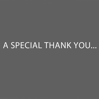 White color Special thank you text against gray square
