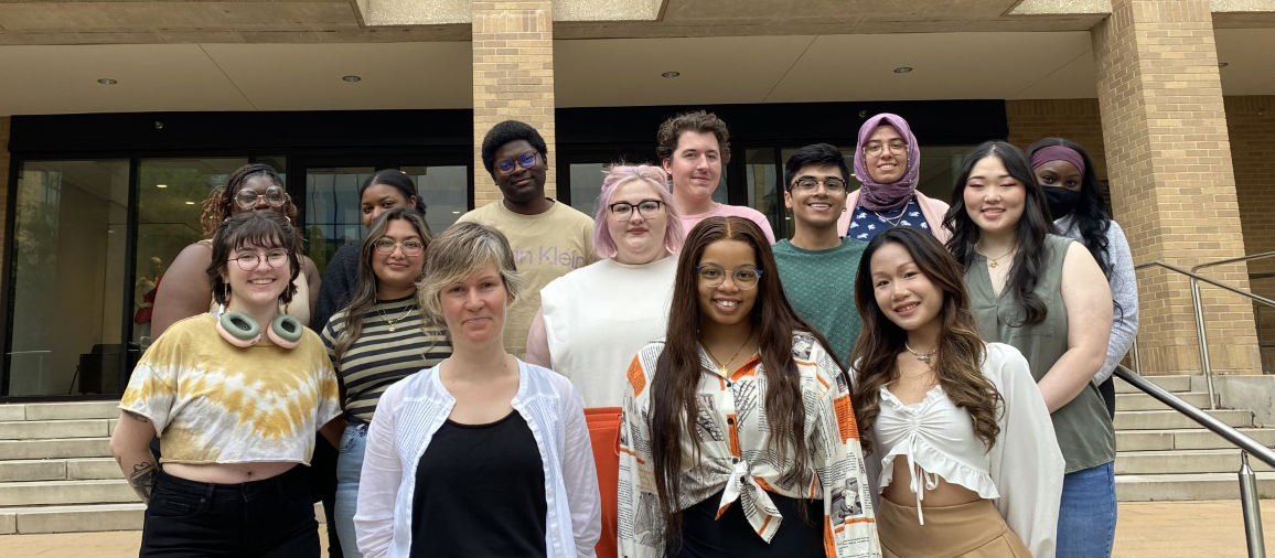 Fashion Design students with Assistant Professor Barbara Trippeer, Art Building Courtyard